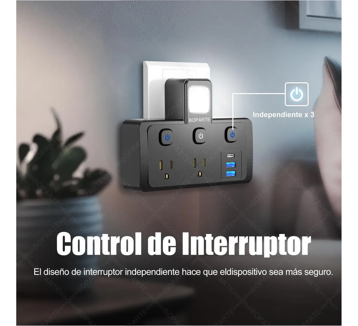 Multicontactos Usb, Interruptor Independiente Y Luz Nocturna